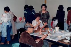 Фалалеева Лидия Сергеевна, мастерица дымковской игрушки, во время персональной выставки в Японии